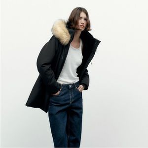 Zara water repellent Puffer winter coat Jacket With Hood